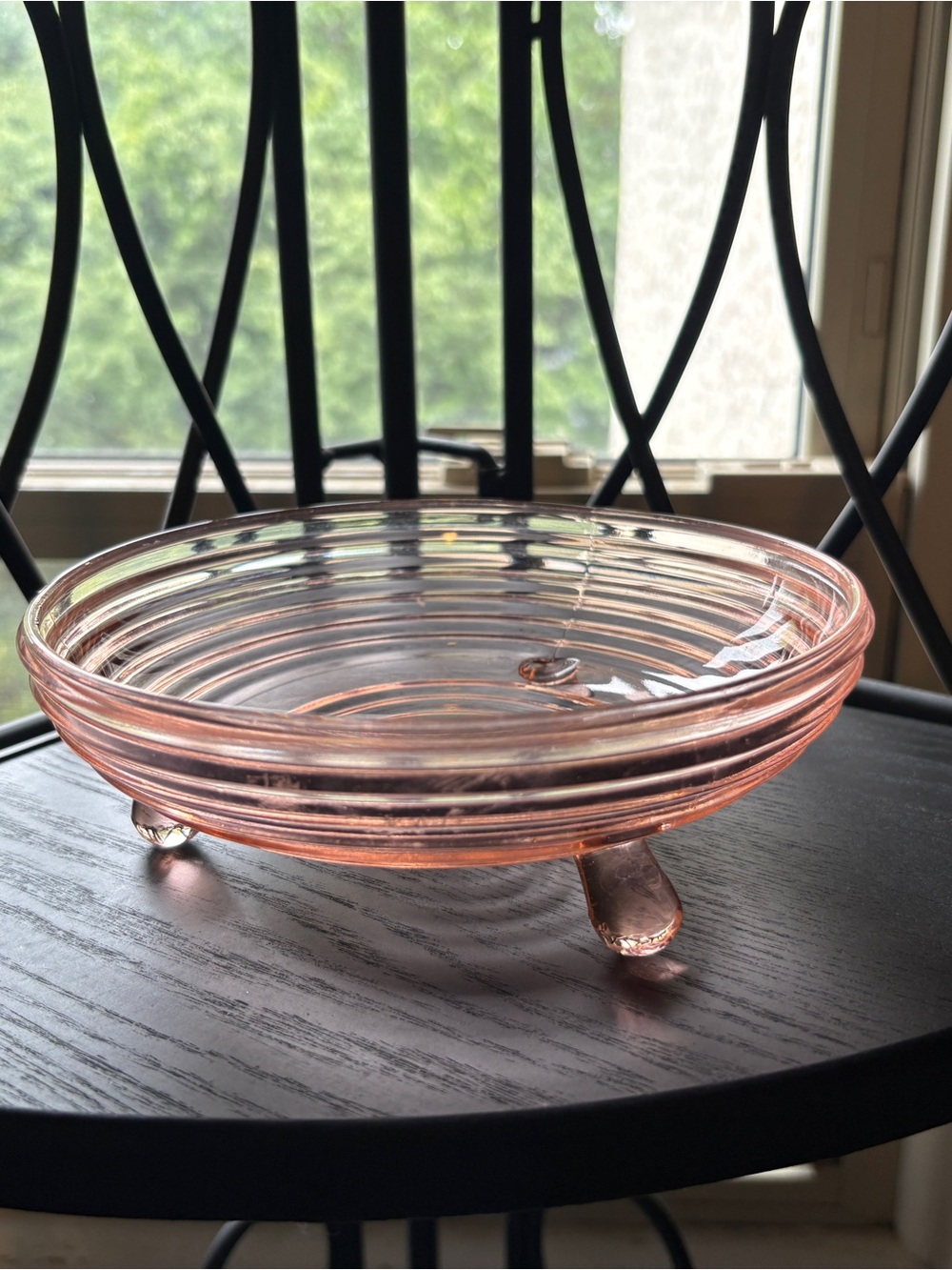 Vintage-Style Pink Depression Glass Pedestal Bowl